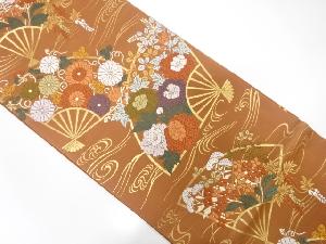 アンティーク 唐織 扇に牡丹・菊・紫陽花模様織り出し袋帯(材料)